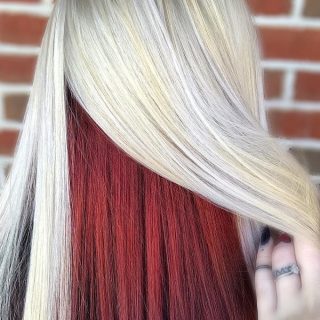 blonde hair with red underneath