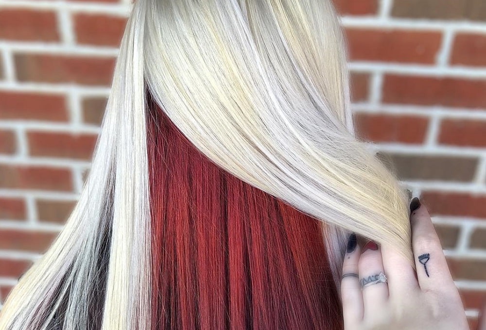 half red and half blonde hair