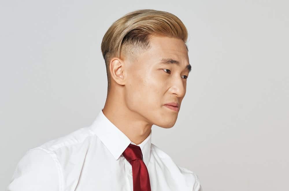 blonde hair with skin fade for Asian men