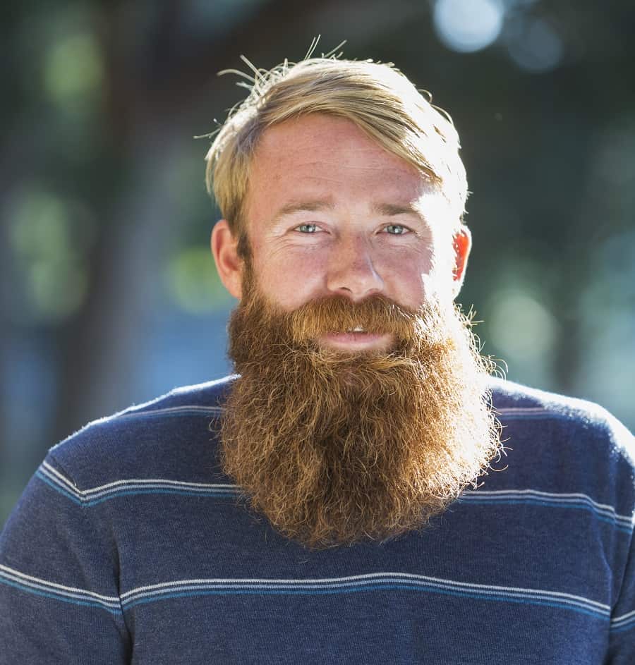 blonde hair with thick red beard