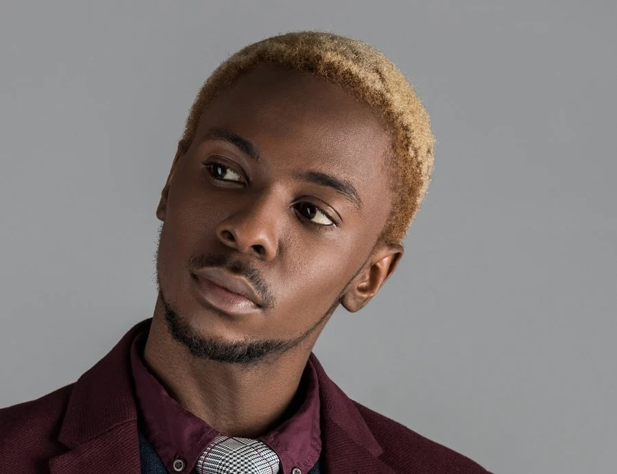 blonde hairstyle for black men with round face