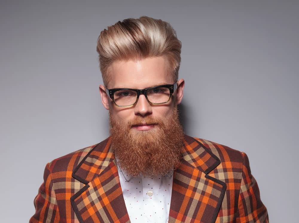 blonde hairstyle for guys with glasses