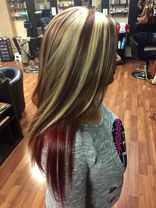 blonde highlights on black hair