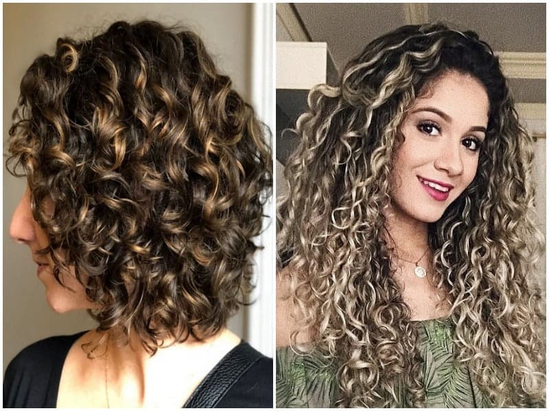 blonde highlights on curly hair