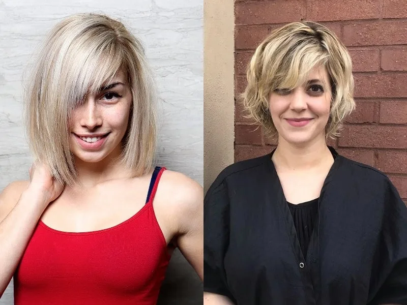 blonde highlights with bangs