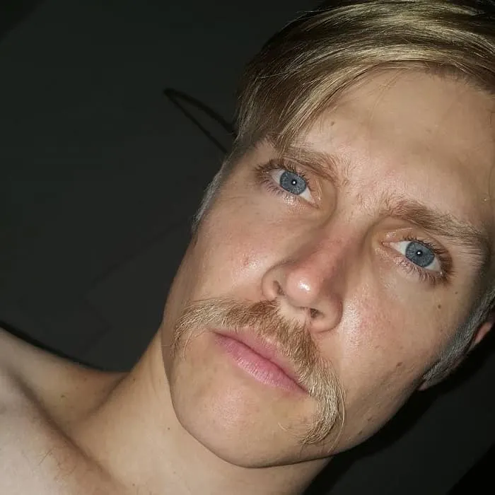 blonde handlebar mustache 