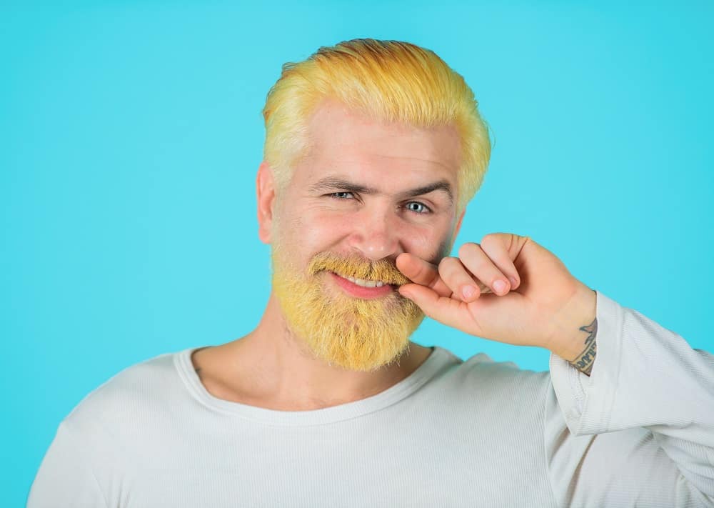 blonde mustache with blonde hair and beard