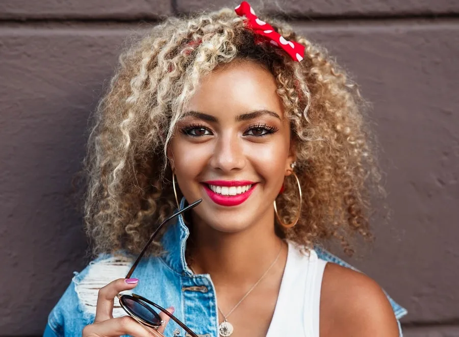 blonde spiral perm hairstyle for black girls