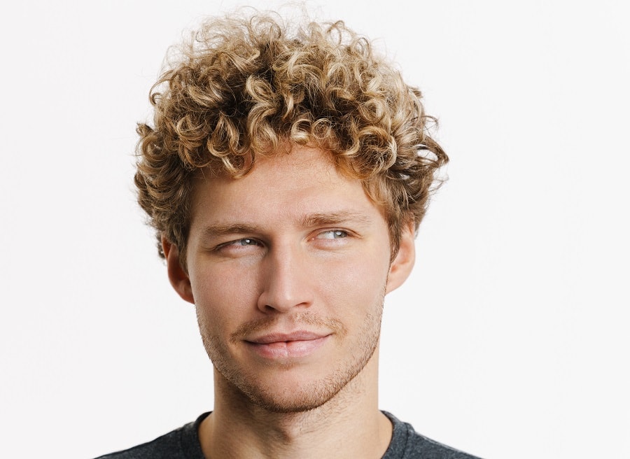 blonde tight perm for men