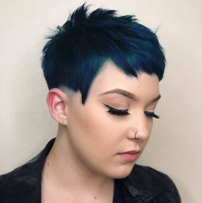 blue pixie with green highlights