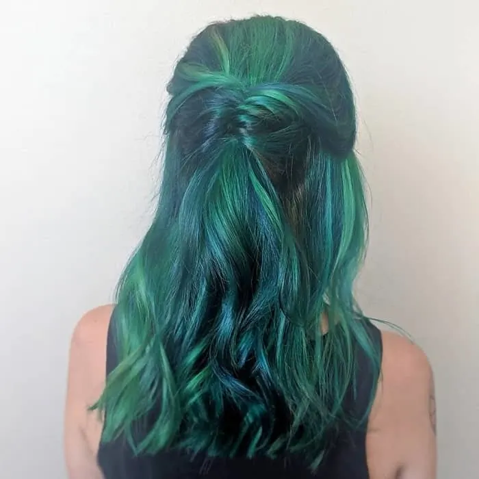 twisted blue and green hair