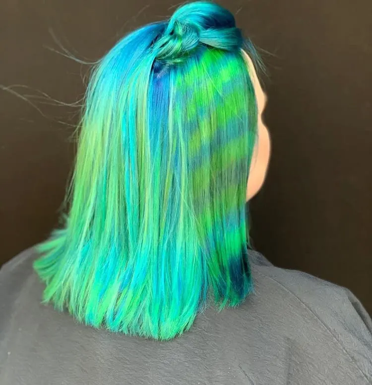blue and green hair