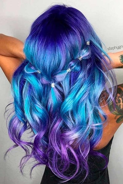 41 Beautiful Blue And Purple Hair Color Ideas Hairstylecamp 