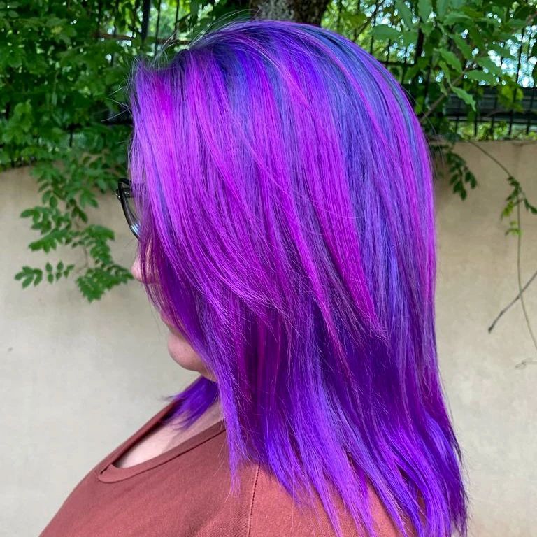 blue and purple balayage hair