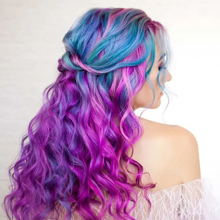 blue pink and purple ombre hair