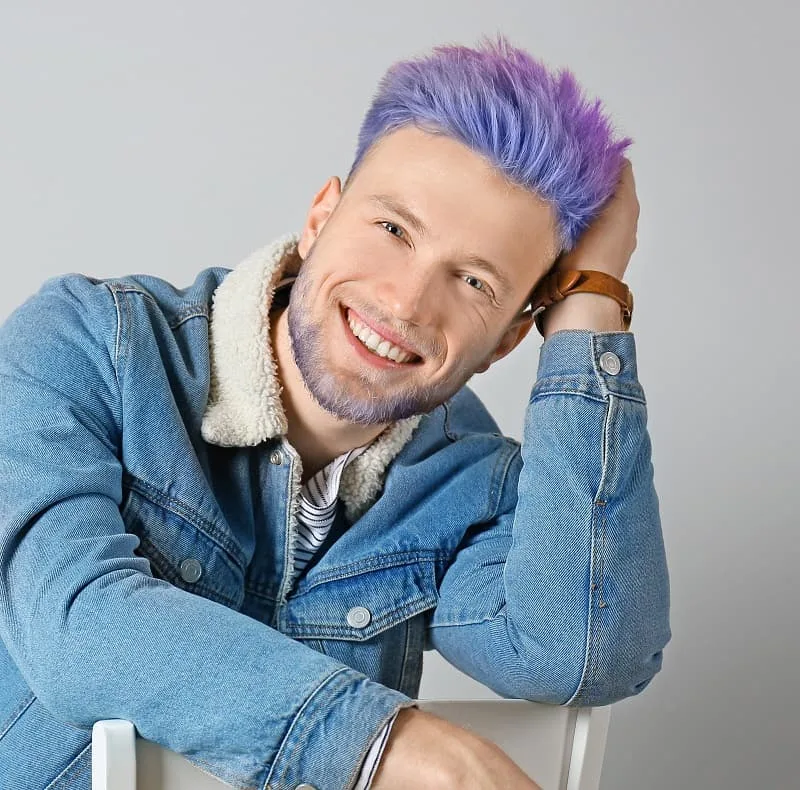 blue and purple hair color for men