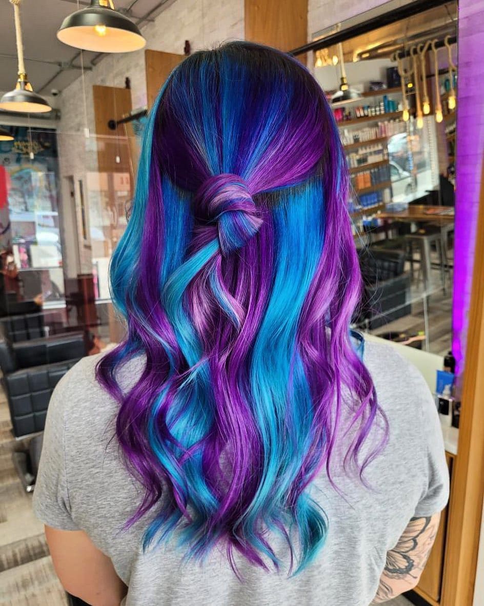 blue and purple hair color