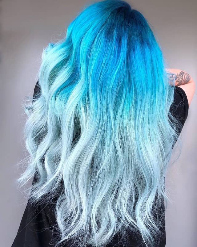 blue and silver balayage hair