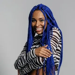 blue box braids for women