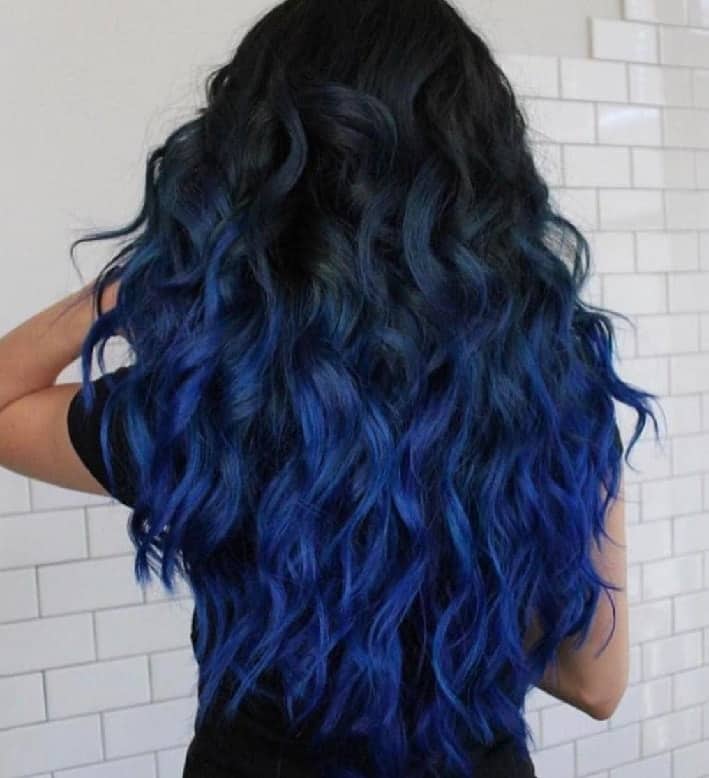 blue ombre on black curly hair