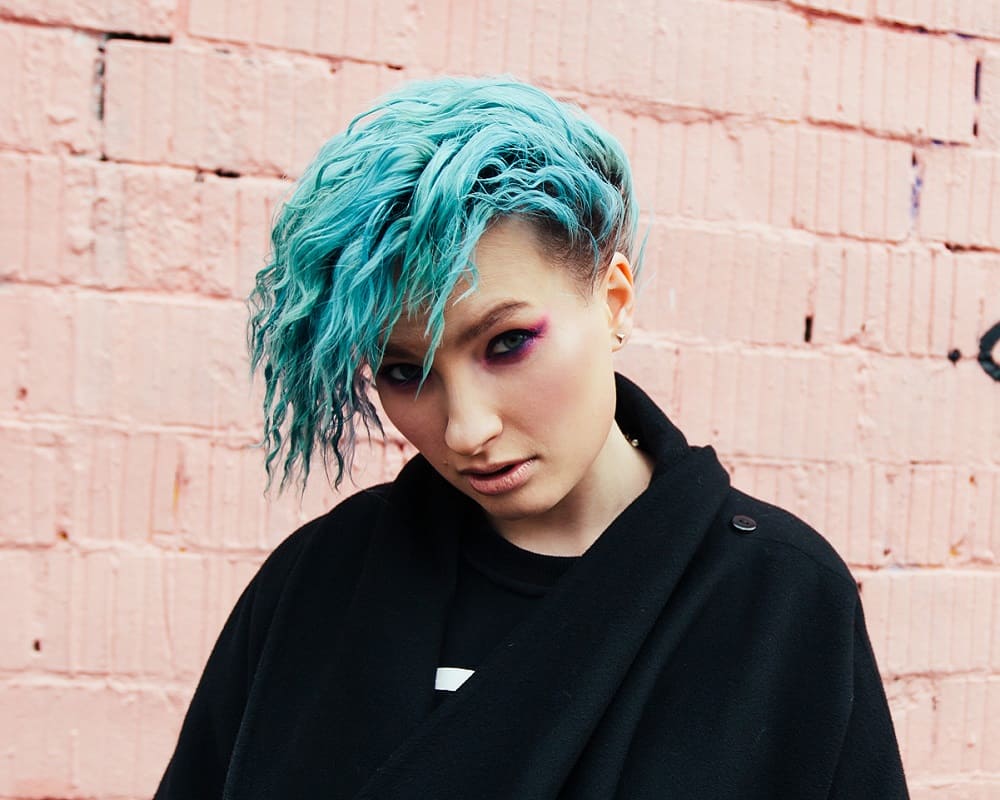 Blue hair punk girl with tattoos - wide 6