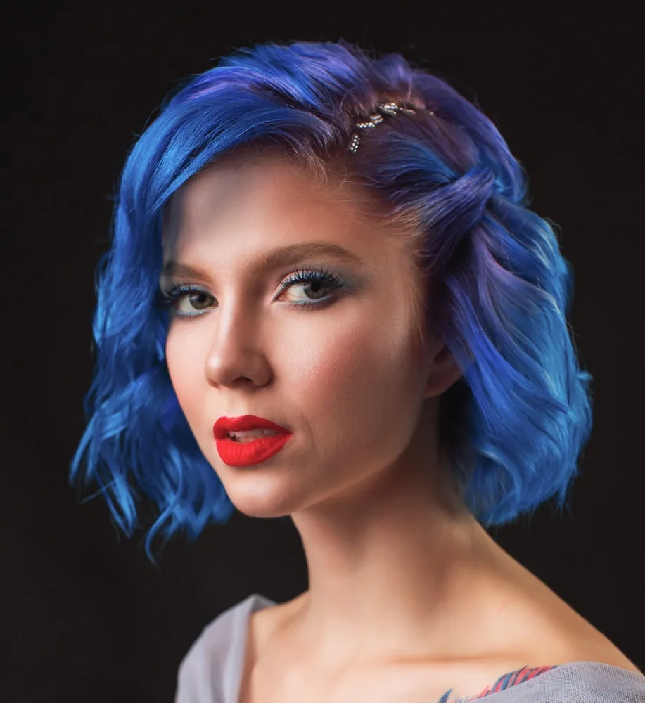 blue hair color for warm skin tone