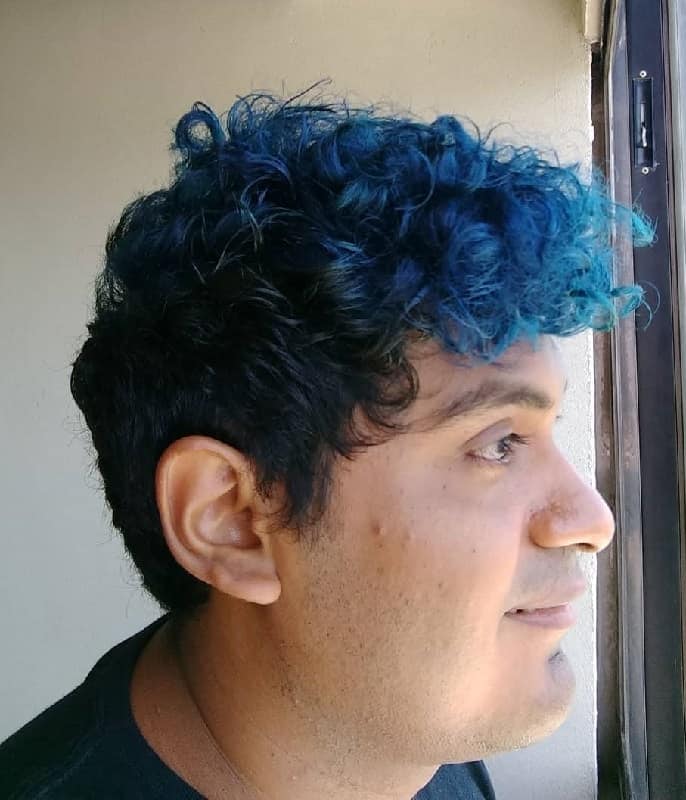 short curly blue hair for men