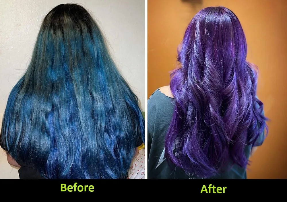 Blue hair to purple hair