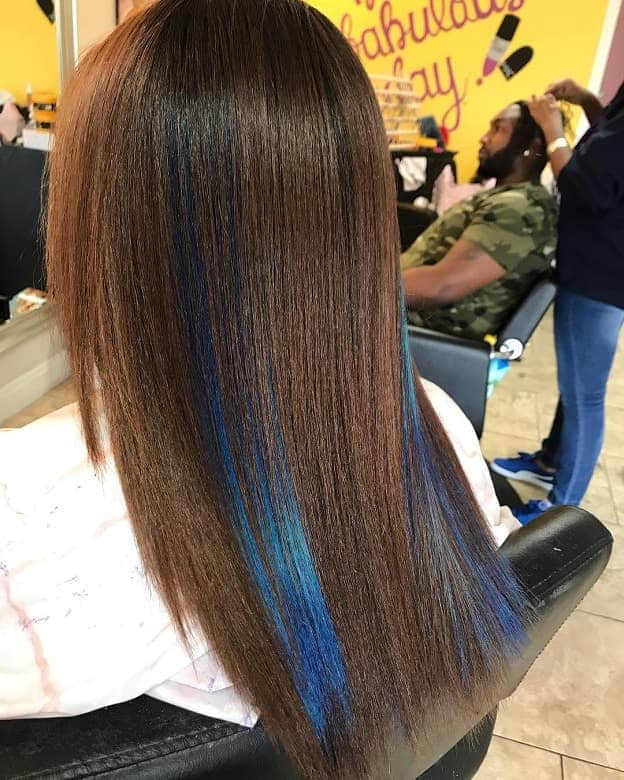 blue highlights on brown hair