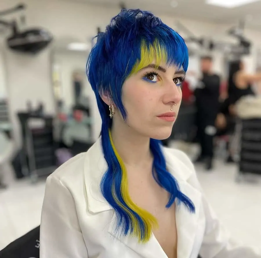 blue mullet hair