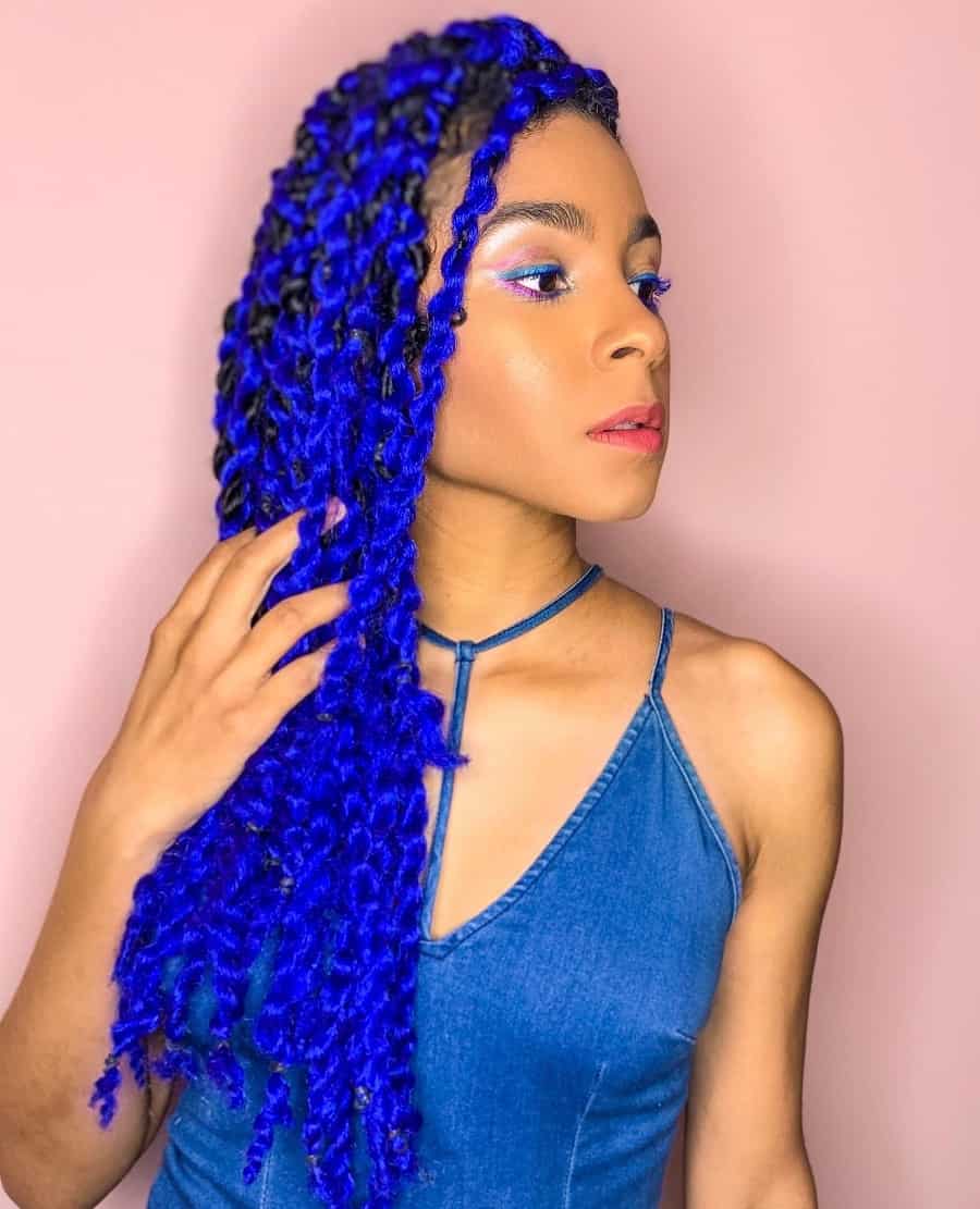 blue twists hair