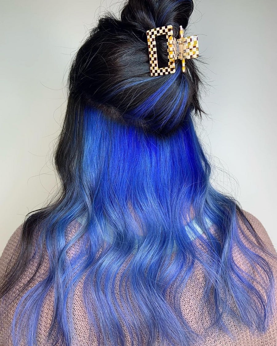 blue underneath hair color