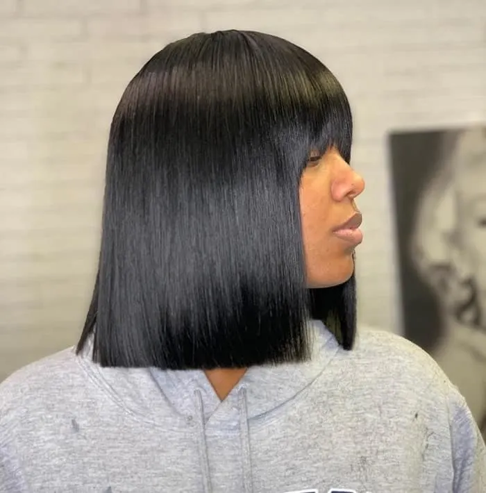 blunt hair bangs for black girl