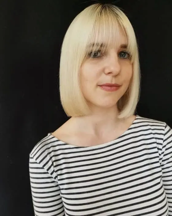 Platinum Blunt Bob with Bangs