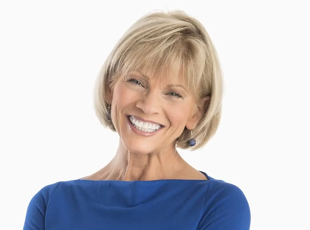 blunt bob with bangs for older women