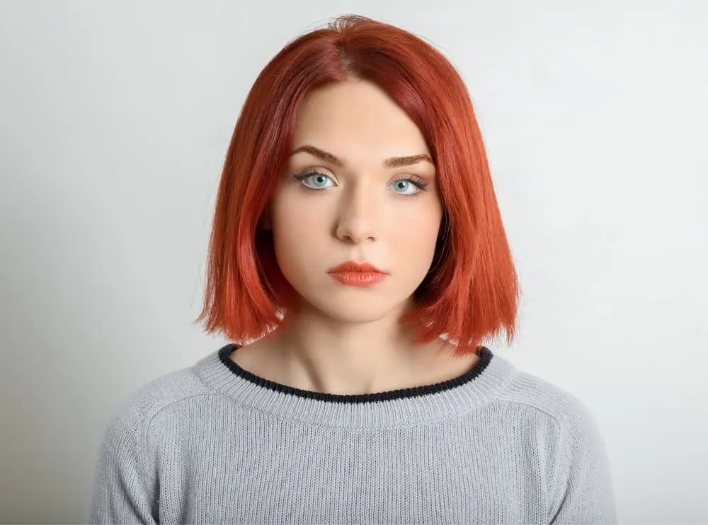 blunt red bob