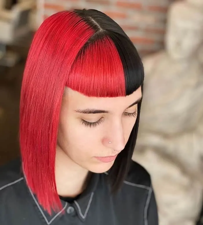 bob haircut with two colors
