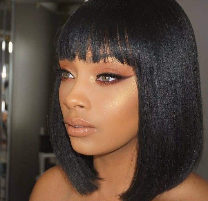 bob hairstyles with bangs black girl