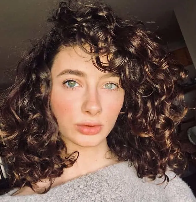 Curly Lob with Side Bangs