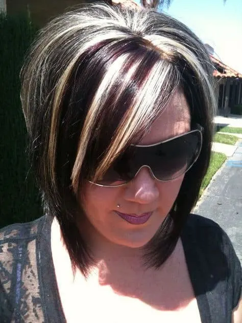 A-line bob with Chunky Highlights