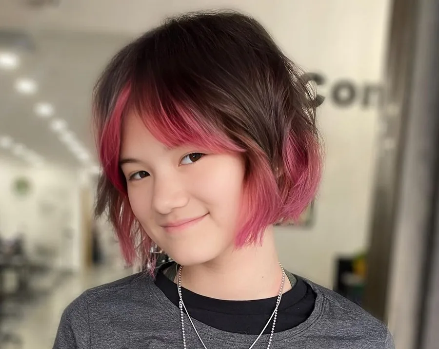 bottleneck pink balayage bob