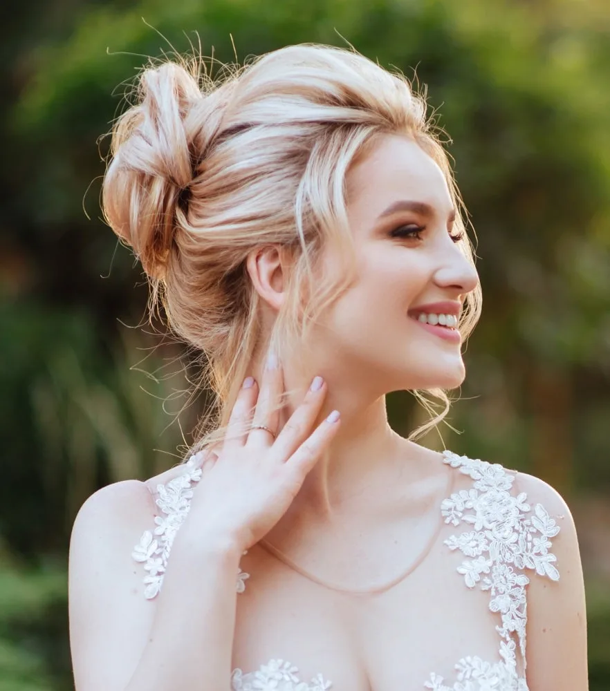 bouffant updo for rustic bride