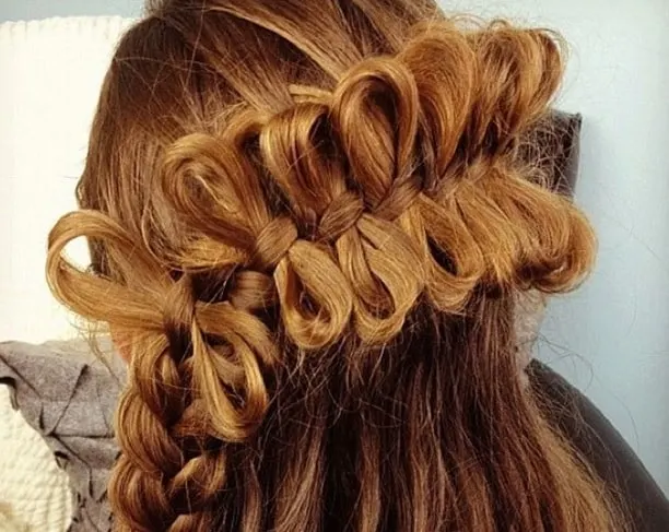 diagonal half up bow braid for girls