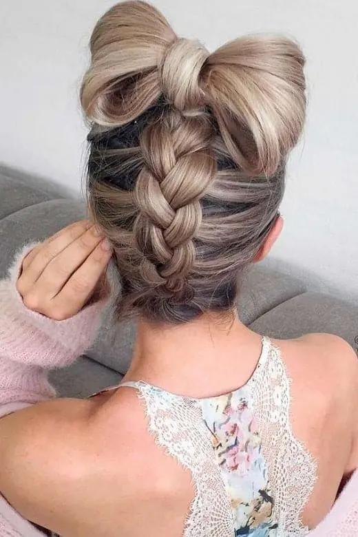 braided bow bun for women