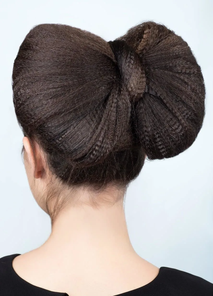 bow bun for long thick hair