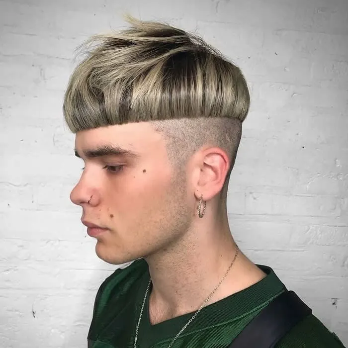 Boys Bowl Cut with Blonde Highlights
