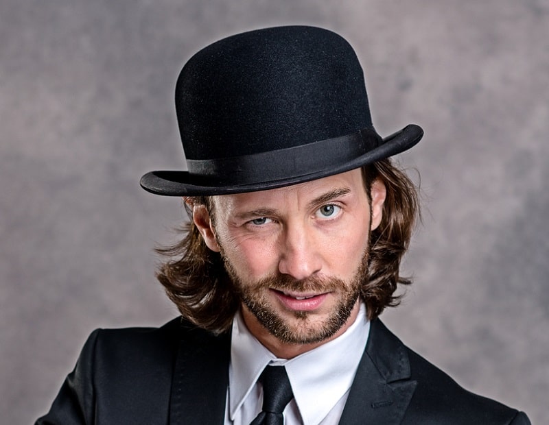 Bowler Hat For Man With Long Hair 