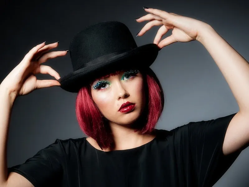 bowler hat for woman with short hair