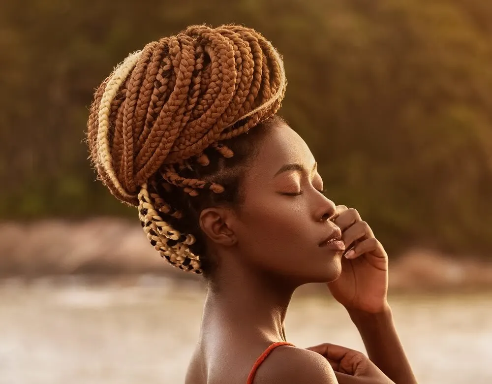 box braided jumbo updo