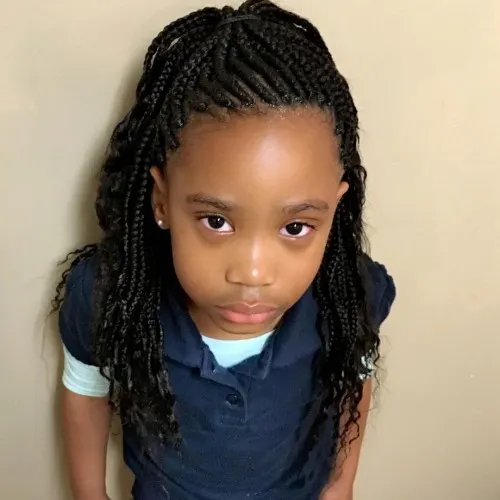 High ponytail box braids for kids